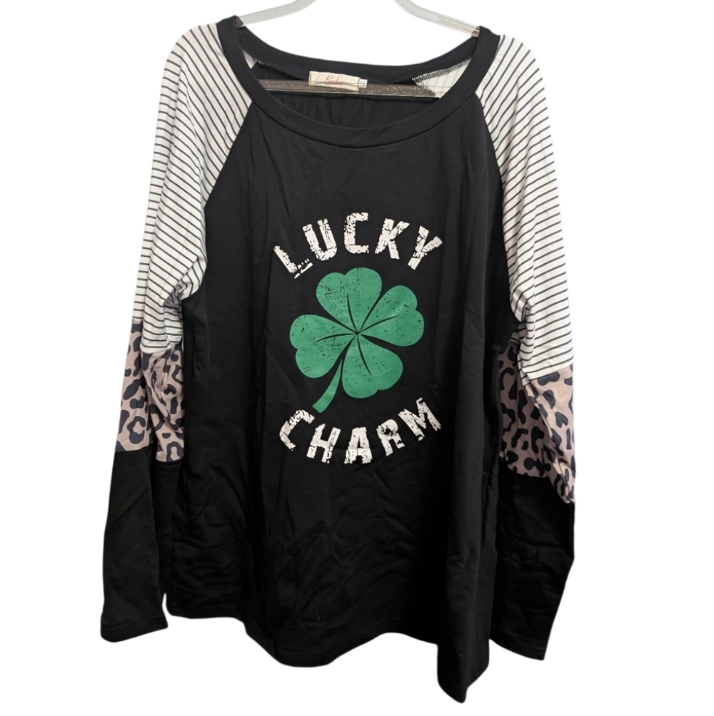 Lucky Charm Black and Green Long‎ Sleeve Shirt